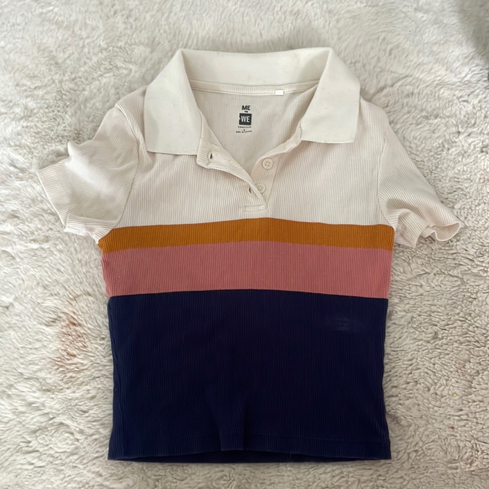 MeToWe Multi colored collared crop top